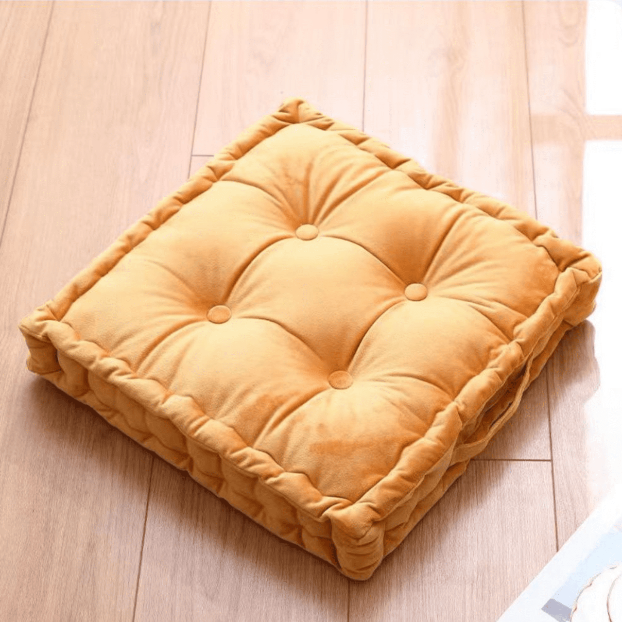 mustard yellow floor cushion