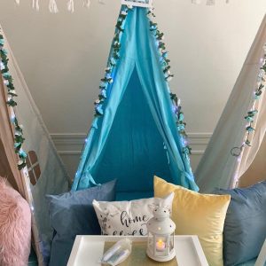 Aqua Teepee Tent with Canvas Bag