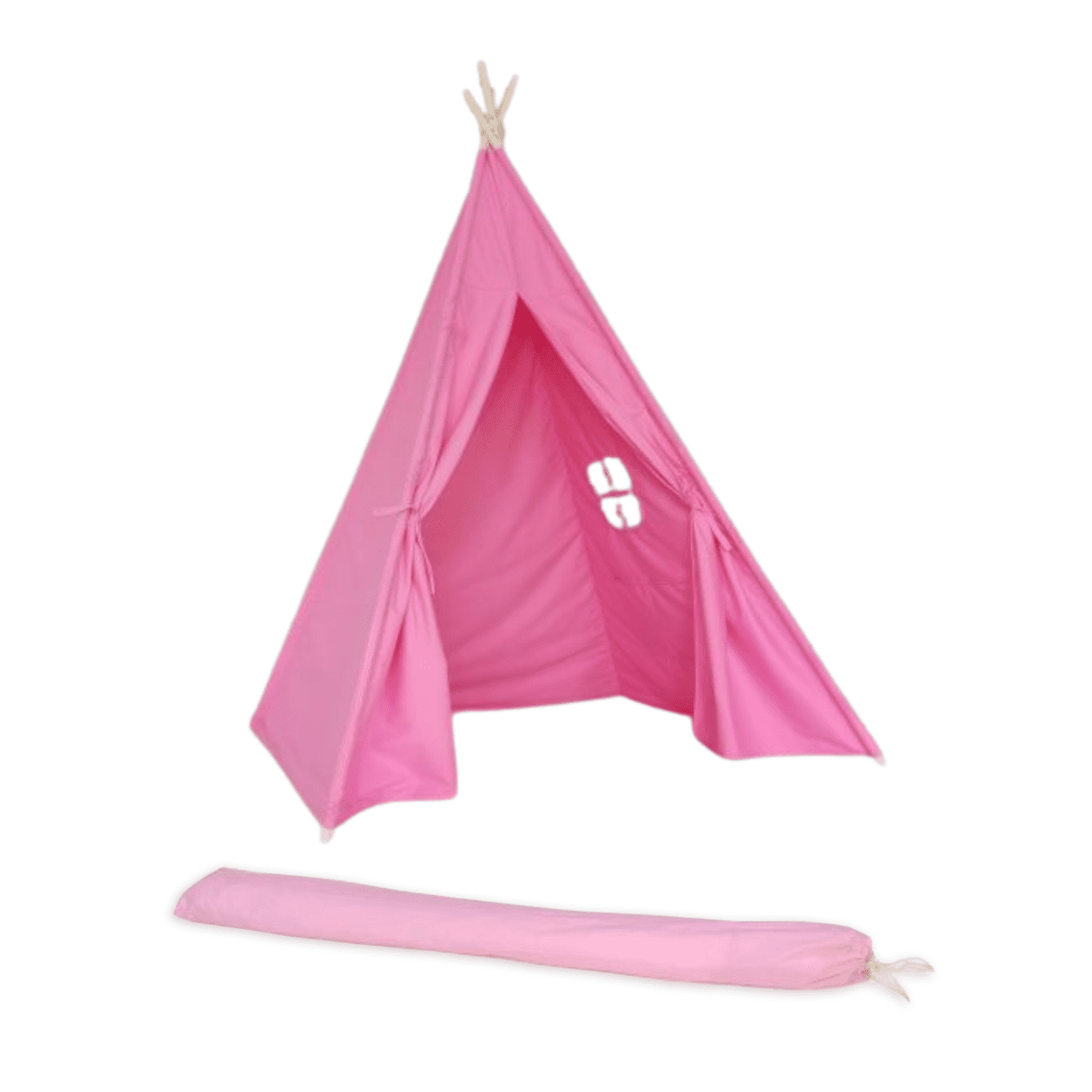 pink teepee tent with canvas bag
