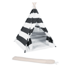 Black-White Striped Teepee Tent with Canvas Bag