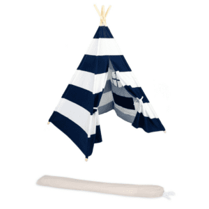 Navy-White Striped Teepee Tent with Canvas Bag