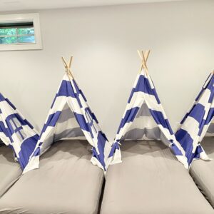 Navy-White Striped Teepee Tent with Canvas Bag